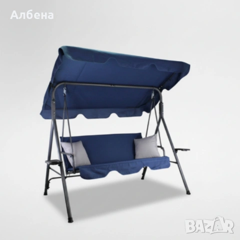 Градинска люлка A-Type със сиви възглавници и поставки за чаши , снимка 3 - Градински мебели, декорация  - 53868020