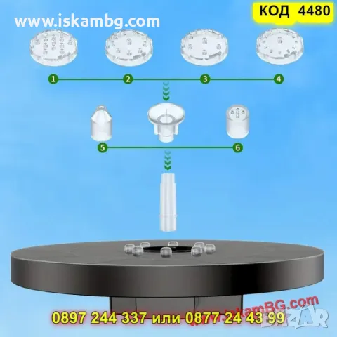 Декоративен соларен фонтан с RGB светлина за езерце или градина - КОД 4480, снимка 5 - Градински мебели, декорация  - 50337639