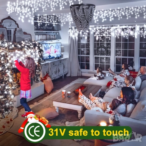 320 LED коледни светлини тип „ледулки“, 10 метра, таймер, студено бяло, снимка 6 - Декорация за дома - 52303413