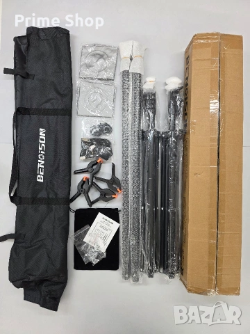 Професионална стойка за фото фон BENOISON 2.6x3м с аксесоари, снимка 13 - Чанти, стативи, аксесоари - 53391192