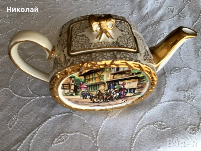 Уникален английски порцеланов чайник Sadler (1937-1947г.), рядкост, музеен клас, много запазен, снимка 4 - Антикварни и старинни предмети - 55874998