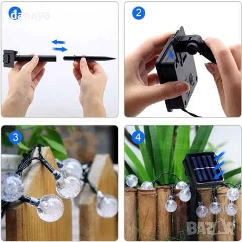 5429 Многоцветни соларни лампички Топчета соларен гирлянд, 3 метра, снимка 11 - Градински мебели, декорация  - 47806199