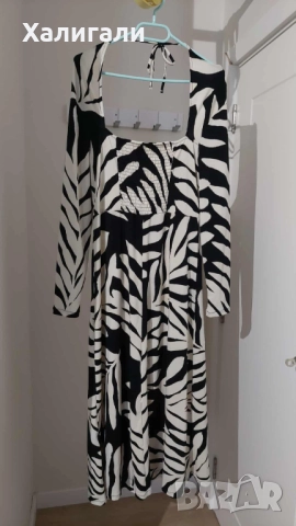 Монохромна рокля в екрю и черно HM, размер М, снимка 2 - Рокли - 51759545