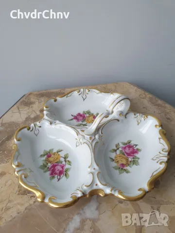 Reichenbach GDR-Henneberg Jlmenau/2бр стара немска порцеланова чиния-тройка/поднос за сладки-ядки, снимка 5 - Други - 49348823