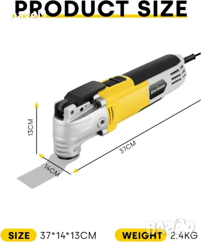 Мултифункционален инструмент Enventor, 300W 15000-22000 OPM, 6 скорости, 3° ъгъл,  28 бр. аксесоари, снимка 7 - Куфари с инструменти - 48738182