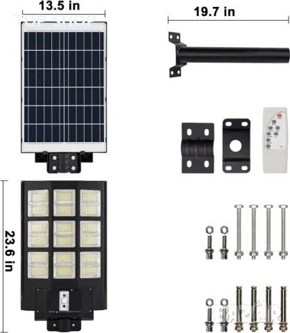 HYPOW 1000W соларна лампа за открито със сензор за движение, 30000lm, снимка 3 - Соларни лампи - 49511606