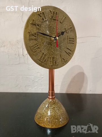 Голям Часовник Злато Кристали Епоксидна смола Топ За Бюро Мебели Етажерка Медни тръби Минималистичен, снимка 6 - Луксозни - 41206327