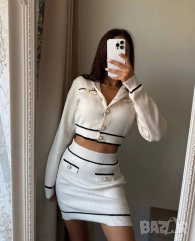 дамски комплект топ/ жилетка и пола