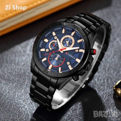 луксозен стилен мъжки часовник Curren, метална верижка, стрелки, батерия, снимка 7 - Мъжки - 34052387