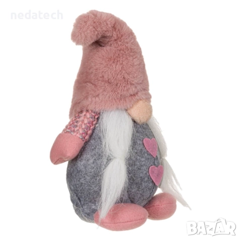 Гном с пухкава шапка , 25 см, розов/сив, снимка 2 - Декорация за дома - 52330906