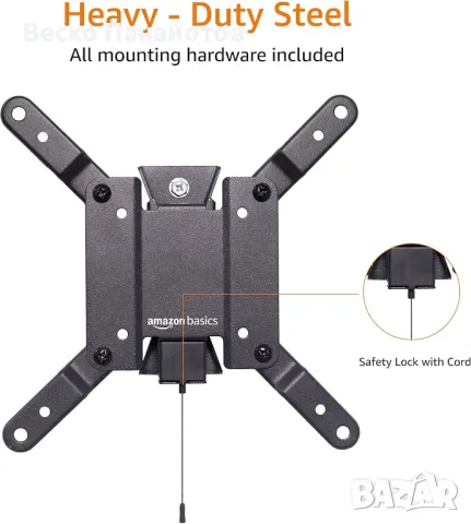 Телевизорна стойка за стена пасва на 12-40 инчови телевизори и VESA 200x200, черен, снимка 6 - Телевизори - 49467202