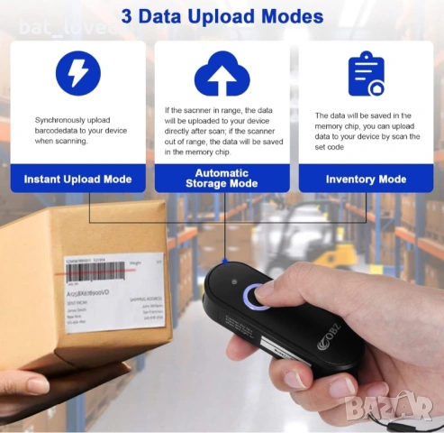 Преносим Bluetooth скенер, четец за баркод OBZ 2D, снимка 6 - Друга електроника - 53818146