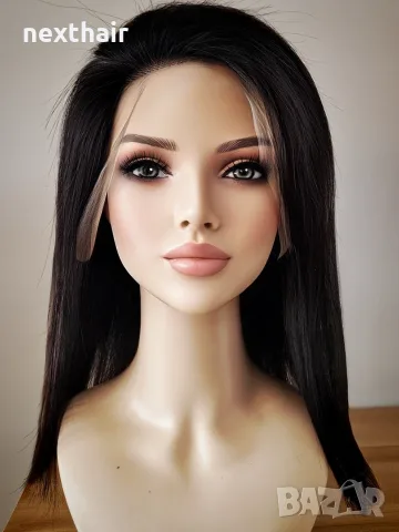 Естествена бразилска черна перука 40 см с Lace Front 13×4 – елегантност и естествен вид, снимка 6 - Аксесоари за коса - 55924799