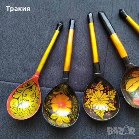 Съветски рисувани лъжици , снимка 2 - Антикварни и старинни предмети - 51317135