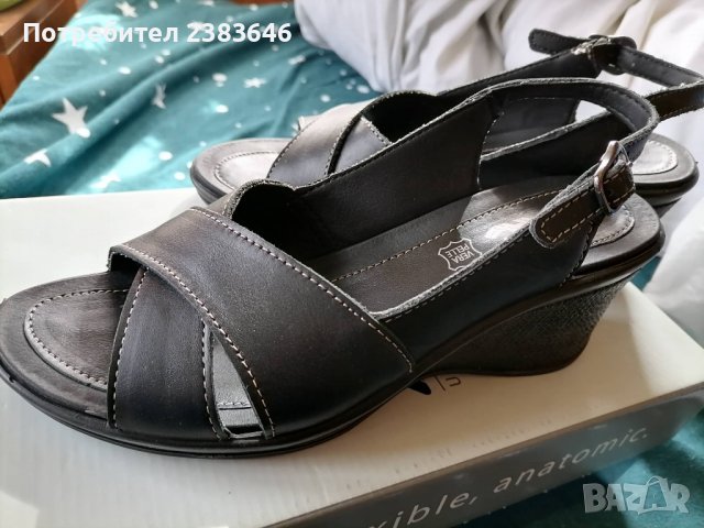 Дамски черни сандали на платформа от естествена кожа, снимка 4 - Сандали - 26729610