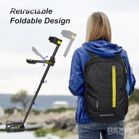 Сгъваем металотърсач, металдетектор с дисплей, USB-C зареждане и чанта, снимка 9 - Друга електроника - 53527202