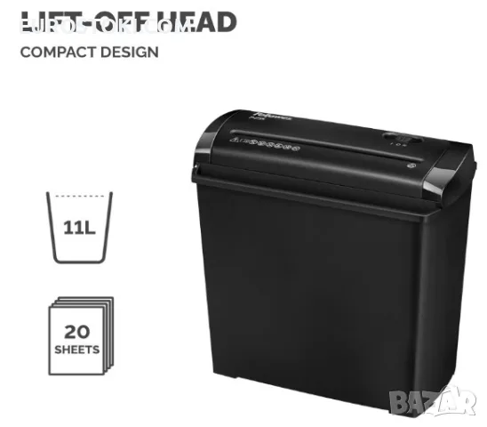 Шредер Fellowes Powershred P-25S, унищожител на документи, Strip-Cut, 11 L, снимка 5 - Друго - 56240171