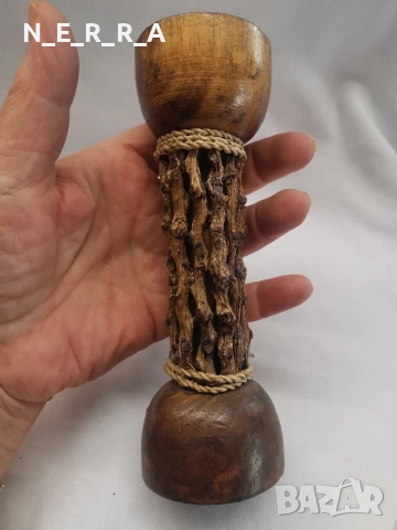 Дървен африкански свещник, снимка 3 - Декорация за дома - 52611829