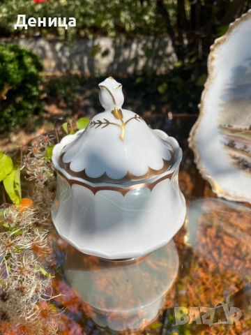 Eschenbach Нежността на бялото, декорация в злато, но преливащо в меден цвят, стилен релеф , снимка 3 - Други - 51474316