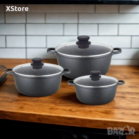Гранитен комплект касероли Lexical ECO SMART SERIES – 6 части 24/26/30 см, снимка 3 - Съдове за готвене - 52507365