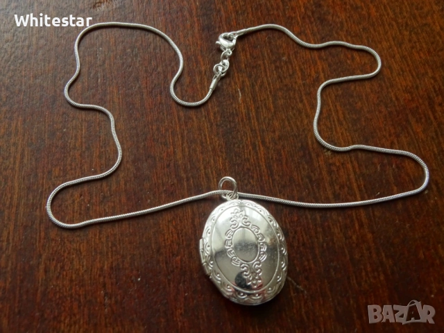 Посребрено дамско колие, съхраняващо снимка или послание, снимка 2 - Колиета, медальони, синджири - 53634985
