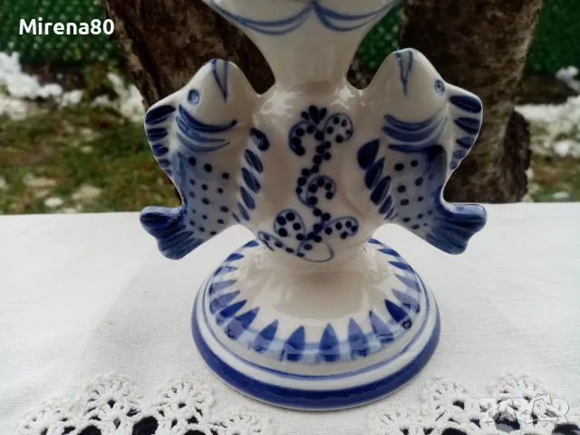 ГЖЕЛ - свещник риби, снимка 2 - Антикварни и старинни предмети - 48550555