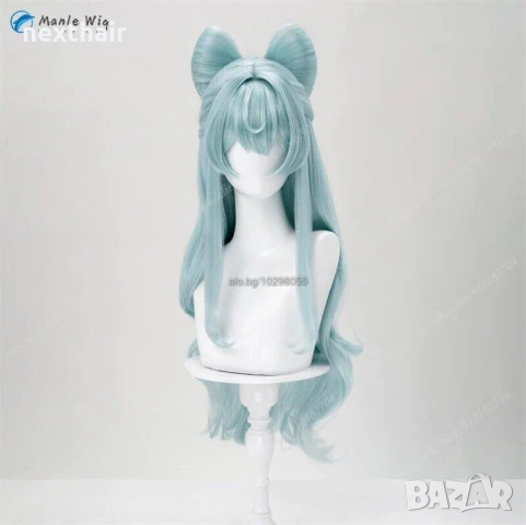Висококачествена аниме перука Genshin Impact Yumemizuki Mizuki в ментово зелено