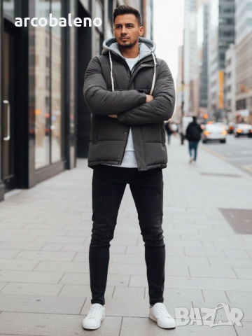 Мъжко зимно ватирано яке с качулка, 4цвята , снимка 16 - Якета - 52478204