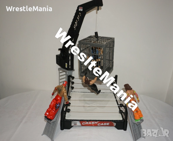 Рядък Кеч Ринг с Кеч Клетка WWE Crash Cage Wrestling Ring Playset Seat Launchers, снимка 7 - Колекции - 51854738