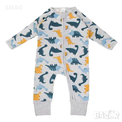Бебешко памучно боди ромпър сиво с динозаври S_1245185