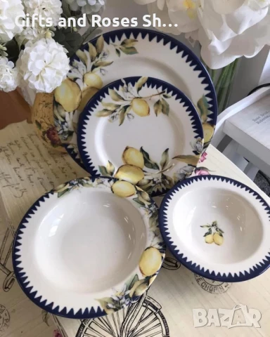 Порцеланов сервиз за хранене с Лимони - 24 части, снимка 1