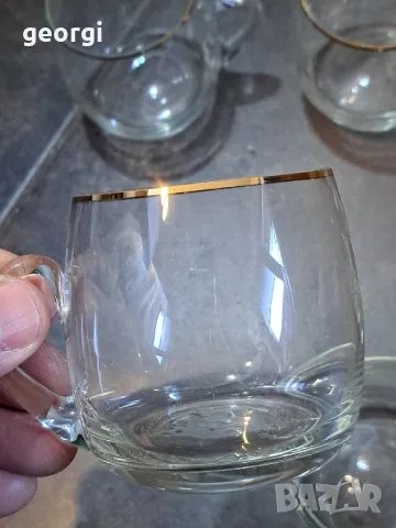 6 тънкостенни чаши за чай със златен кант    20/1, снимка 3 - Чаши - 49108852