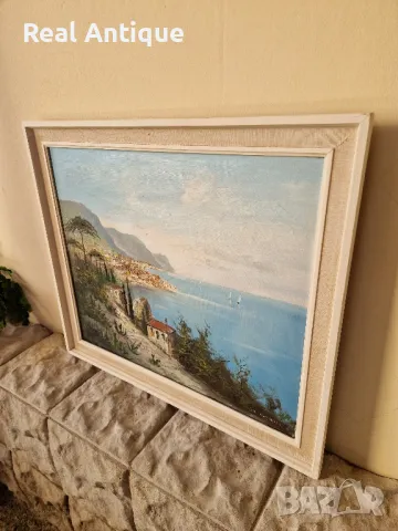 Чудесна антикварна авторска майсторска картина масло върху платно , снимка 7 - Антикварни и старинни предмети - 50304357