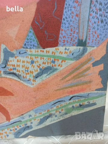 Авторска картина ,масло платно - италиански худ.Umberto Pozzi 1984 год, снимка 4 - Антикварни и старинни предмети - 52176202