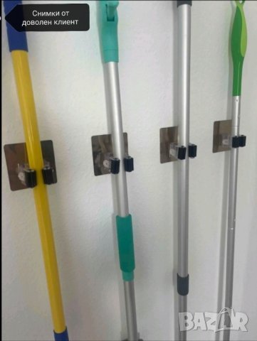 Самозалепваща закачалка стойка за моп метла и лопата , снимка 7 - Други - 41876202