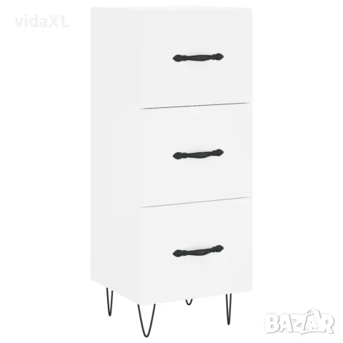 vidaXL Сайдборд, бял, 34,5x34x90 см, инженерно дърво
