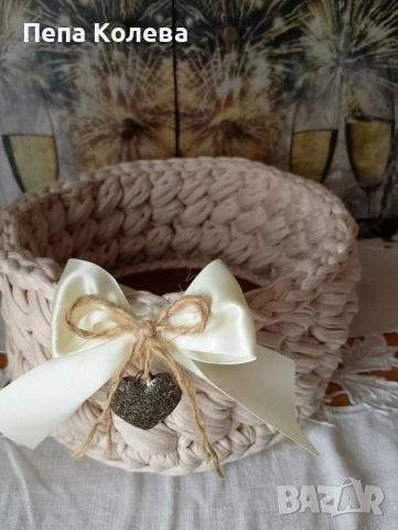 Ръчно плетен панер, снимка 4 - Декорация за дома - 53437859