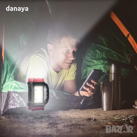 3770 Мощен ярък соларен фенер с дръжка LED COB светлина 38 W, снимка 5 - Къмпинг осветление - 41162922