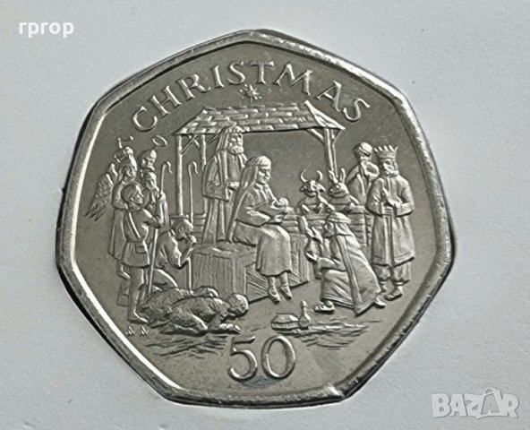   Нумизматичен плик. Остров  Mан. 1991 год. 50 пенса.  КОЛЕДНА  сцена на РОЖДЕСТВОТО . Рядка.монета., снимка 12 - Нумизматика и бонистика - 41021913