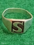 ВИНТИДЖ СРЕБЪРЕН ПРЪСТЕН ПЕЧАТ с БУКВАТА S на ФИРМАТА Taxco 40823, снимка 2