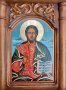 Дърворезба домашен иконостас с иконопис " Исус Христос ", снимка 5