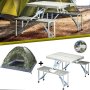 Алуминиева сгъваема маса за пикник с 4 стола,85x67x67 см + подарък Камуфлажна четириместна палатка