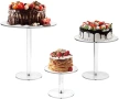 Нови 3 броя акрилни стойки за торта къпкейк десерт прозрачен сет поставки, снимка 1
