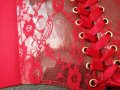 Червен дантелен корсет колан за талия със сатенени връзки , снимка 14