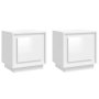 vidaXL Нощни шкафчета, 2 бр, Бял гланц, 44x35x45 см, инженерно дъ（SKU:819841рво, снимка 1 - Шкафове - 44348072