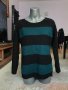 Пуловер на черни и зелени райета, снимка 1 - Блузи с дълъг ръкав и пуловери - 40546944
