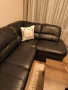 черен кожен диван от естествена кожа с ракла и възможност за разтягане., снимка 3