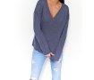 Дамска блуза с памук в тъмносин меланж Numinou - S/L/M, снимка 1 - Блузи с дълъг ръкав и пуловери - 42536586