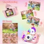 Joltix  Детски цифров фотоапарат 1080P HD 2,0-инчов с 32GB карта, селфи, за деца 3+ г., розов, снимка 8