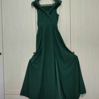 НОВА! Тъмно зелена дълга елегантна рокля S, снимка 8 - Рокли - 6433954